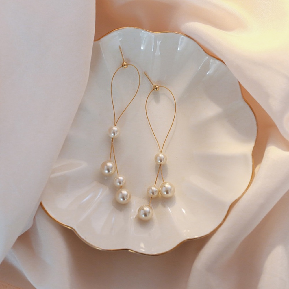 💙 Pearl Strings Earrings Sterling Silver - Picture 2 of 16